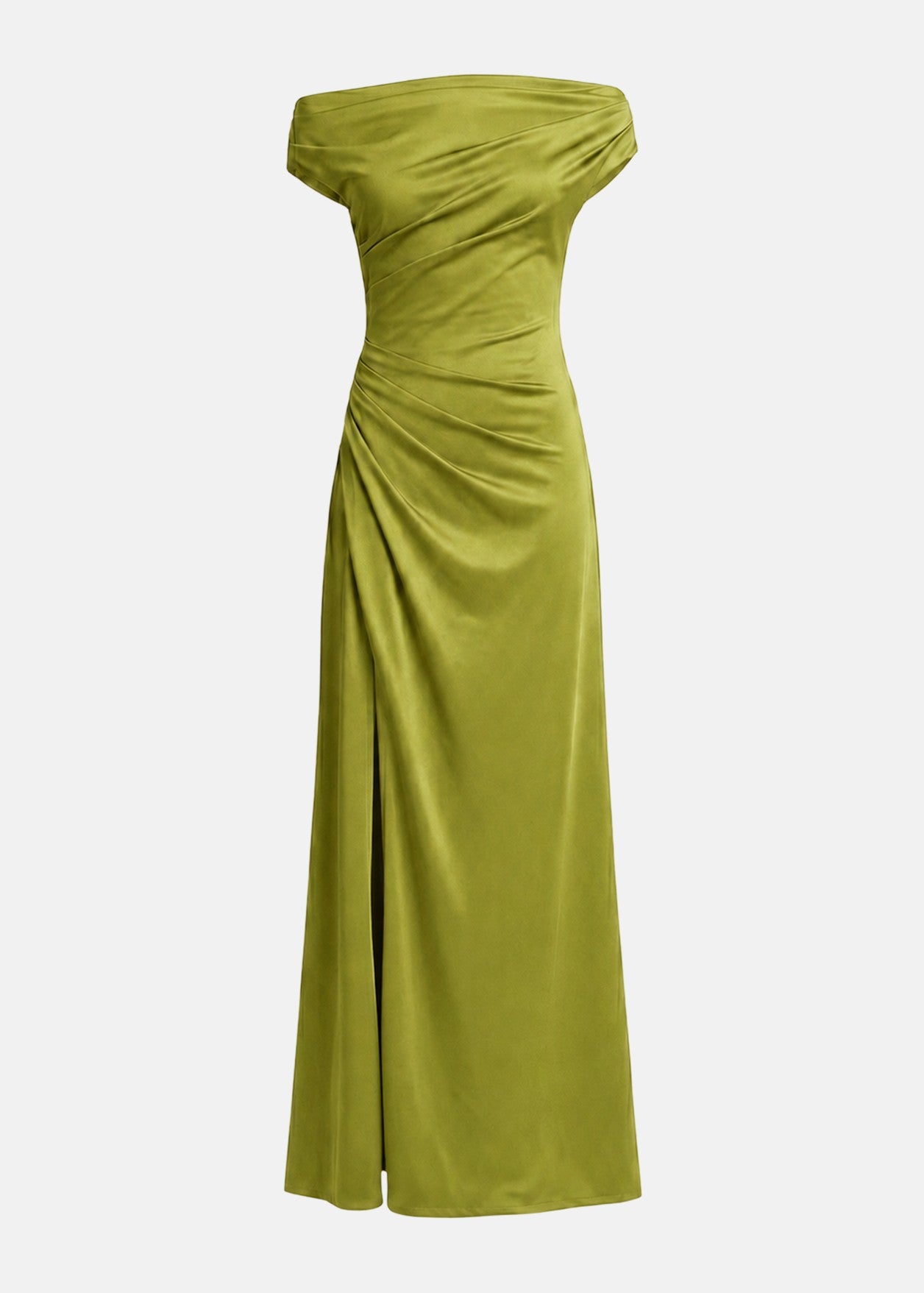 Ντραπέ off shoulder φόρεμα σε σατέν όψη