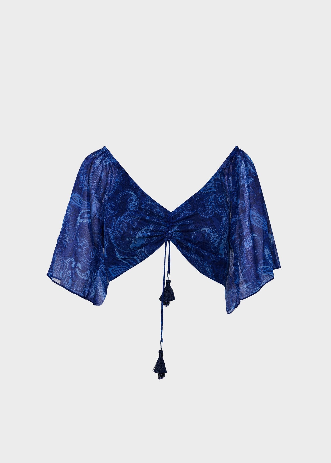 Εμπριμέ butterfly τοπ με σούρες