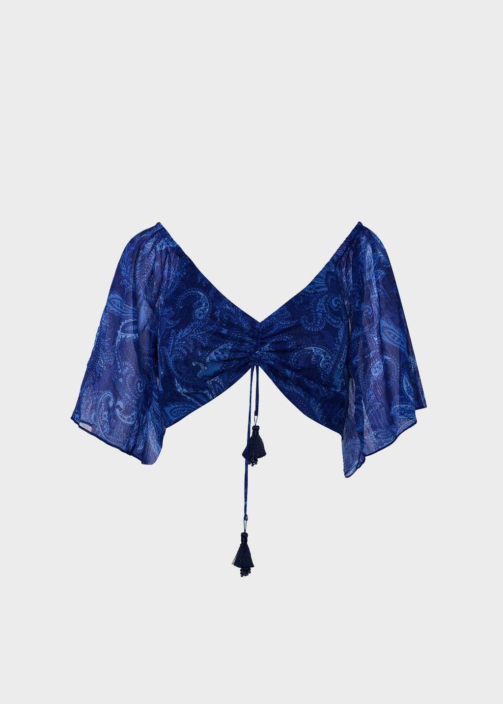 Εμπριμέ butterfly τοπ με σούρες
