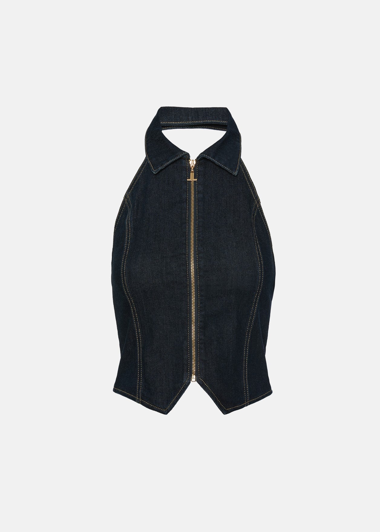 Τζιν γιλέκο με φερμουάρ