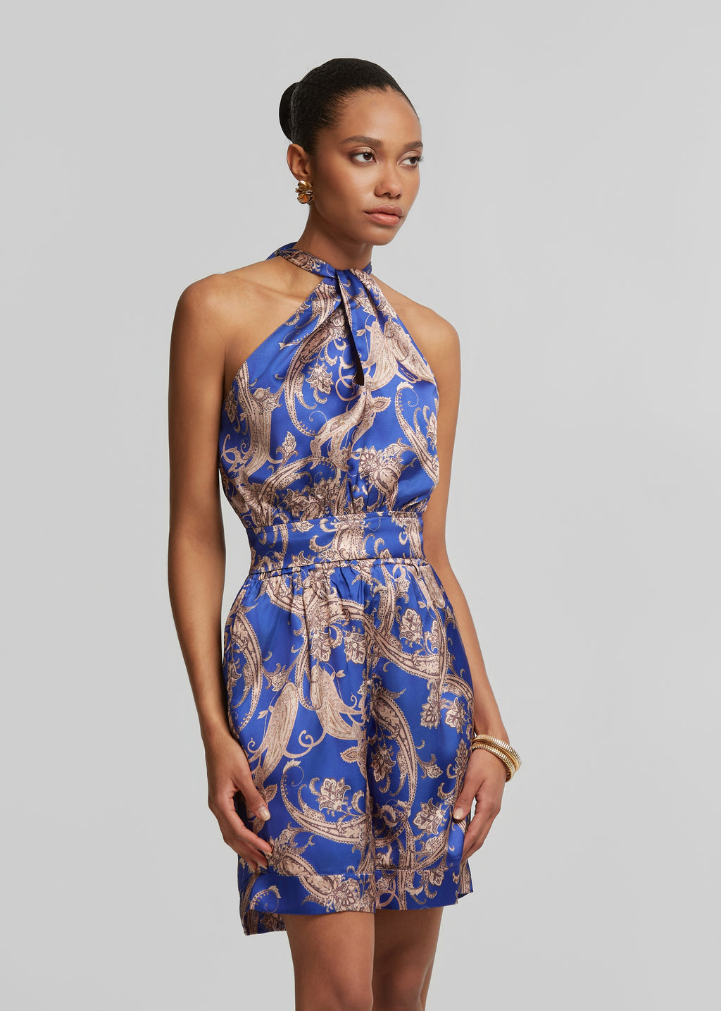 Εμπριμέ Halter neck μπλούζα