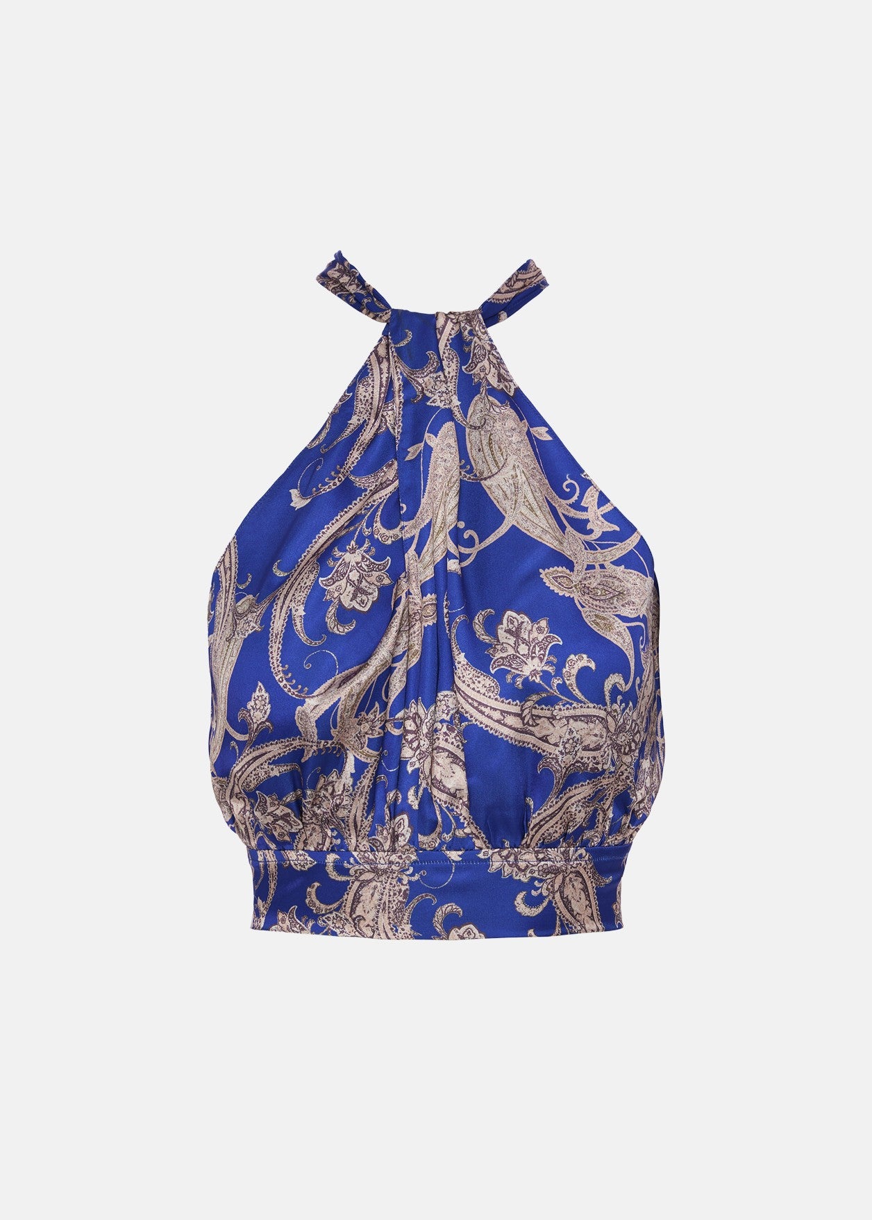 Εμπριμέ Halter neck μπλούζα