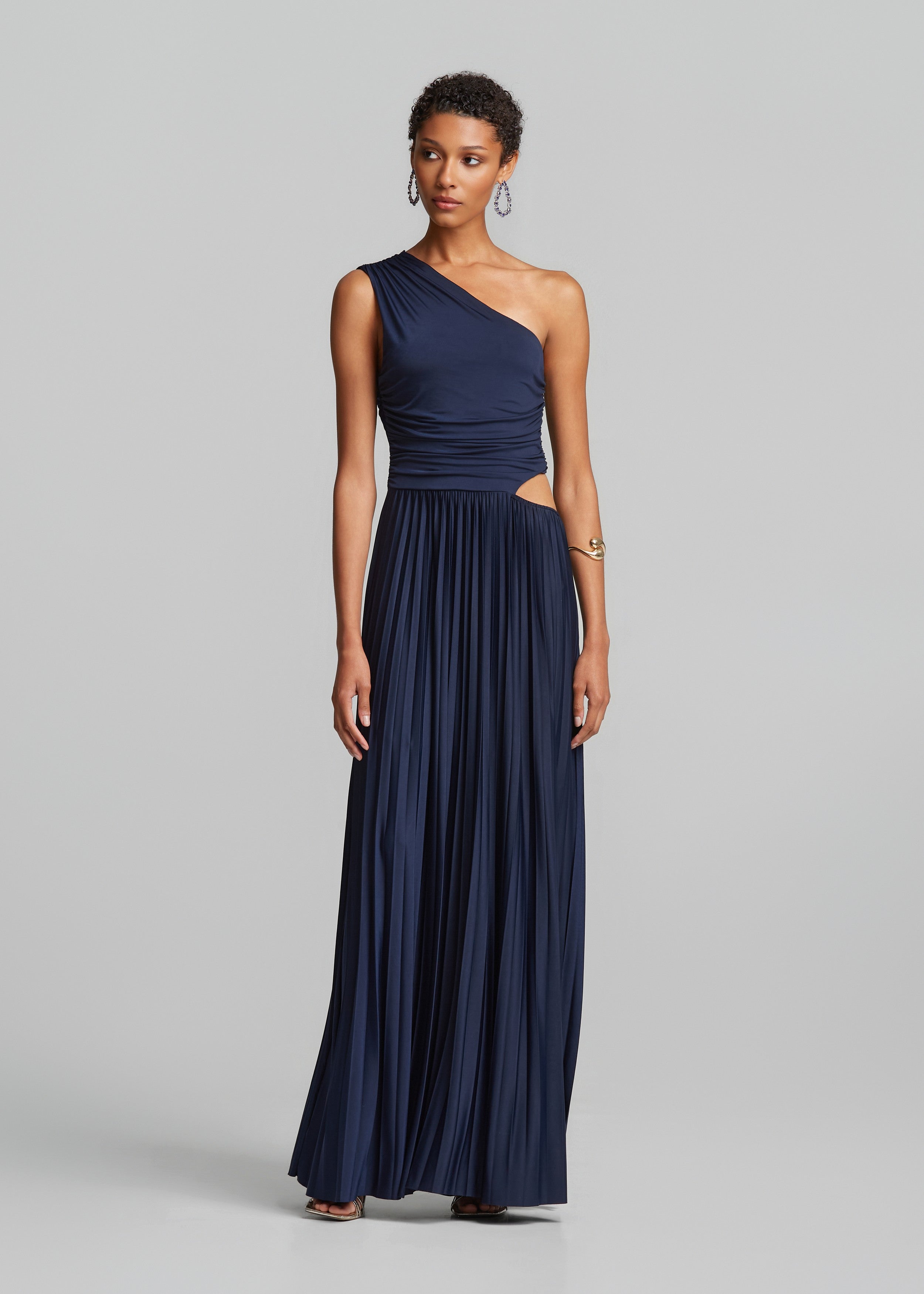 Λούρεξ πλισέ φόρεμα με έναν ώμο