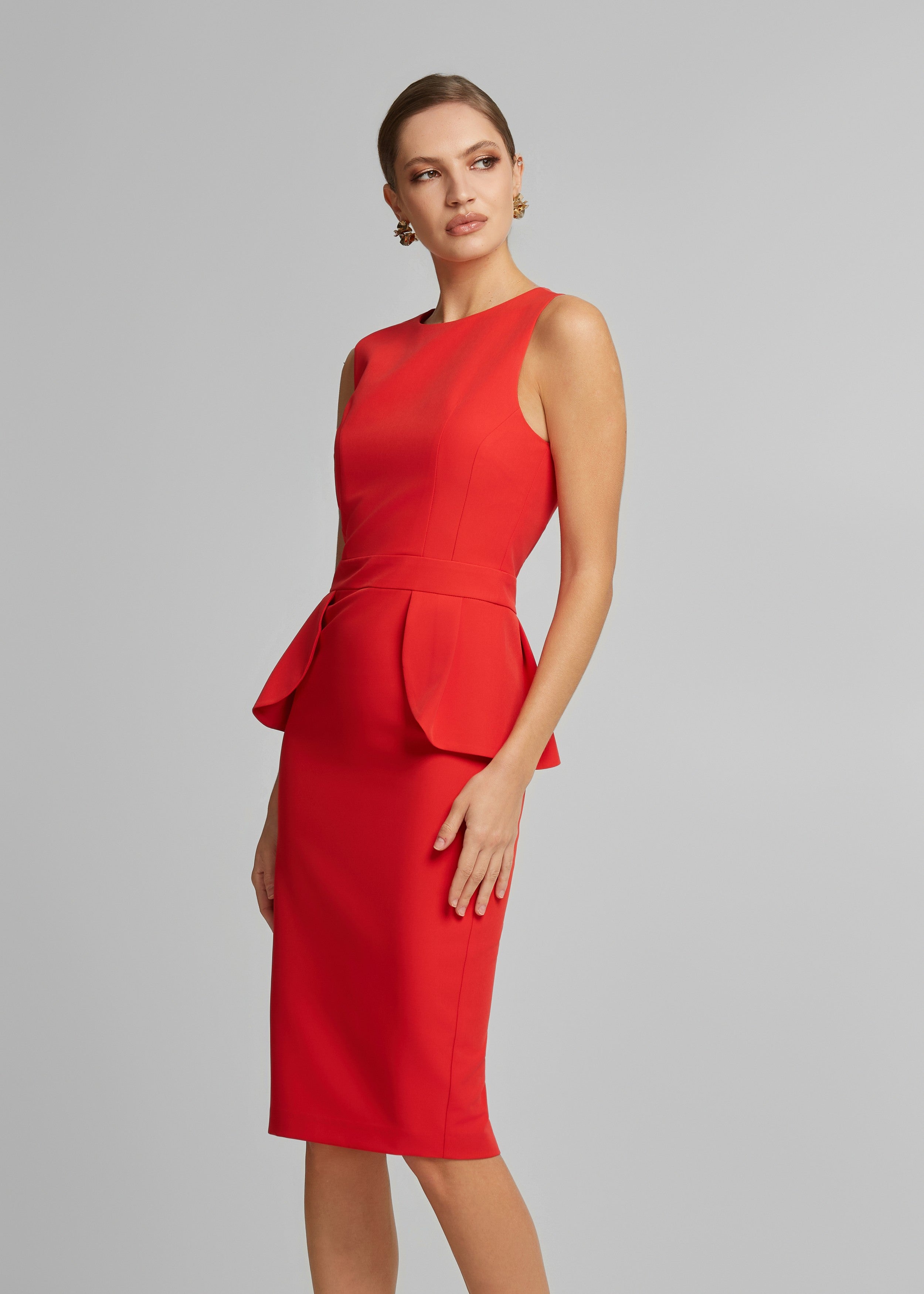 Μίντι φόρεμα με peplum