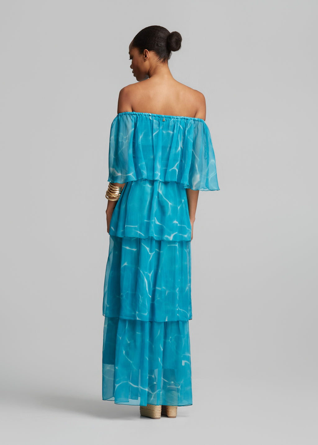 Μάξι off shoulder φόρεμα με βολάν