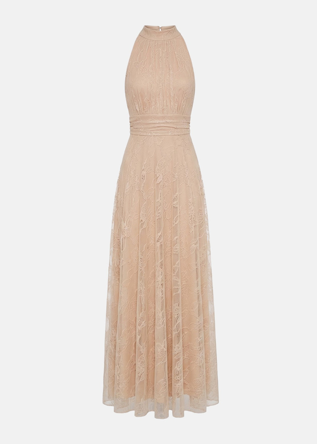 Μάξι φόρεμα με halter neck από δαντέλα