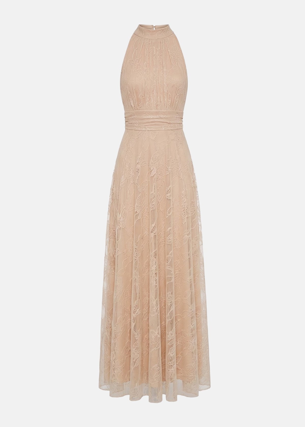 Μάξι φόρεμα με halter neck από δαντέλα