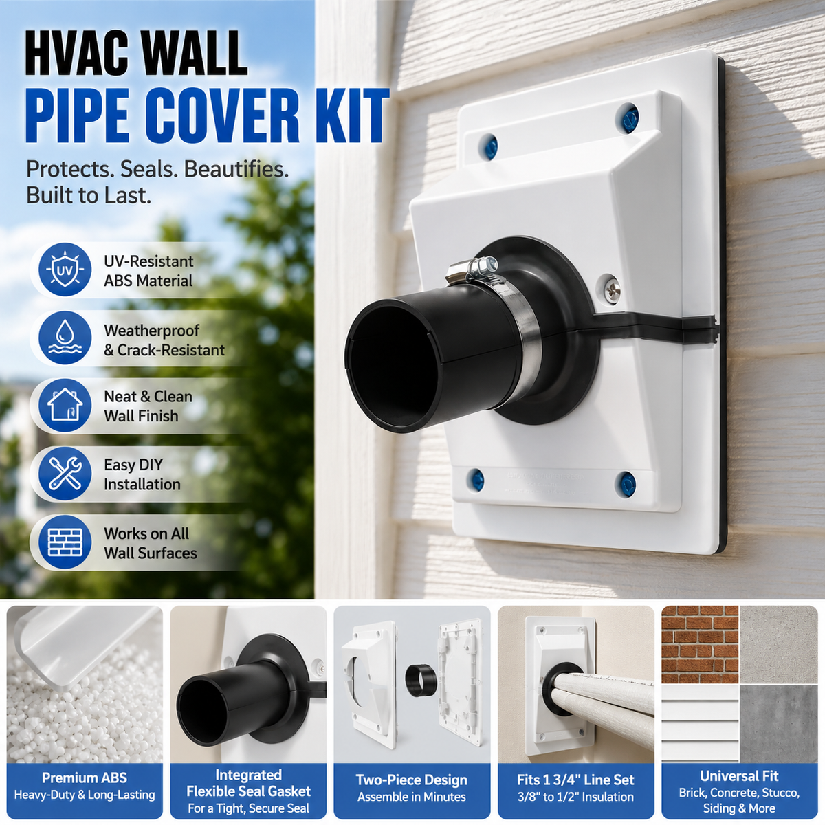 HVAC Wall Penetration & Line-Set Cover Kit – Retrofit Finish Solution