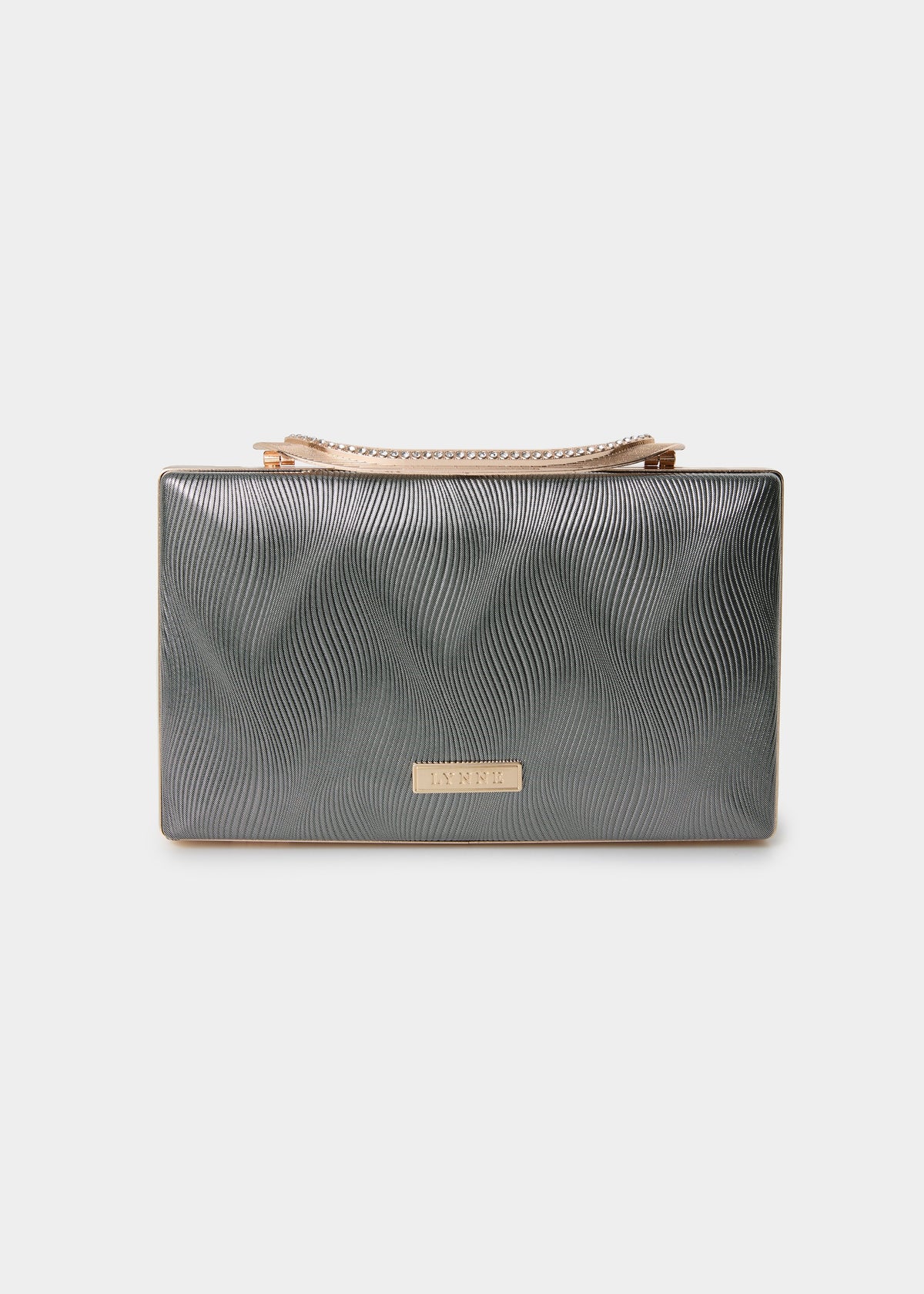 Clutch μεταλλιζέ τσαντάκι με χρυσή λεπτομέρεια