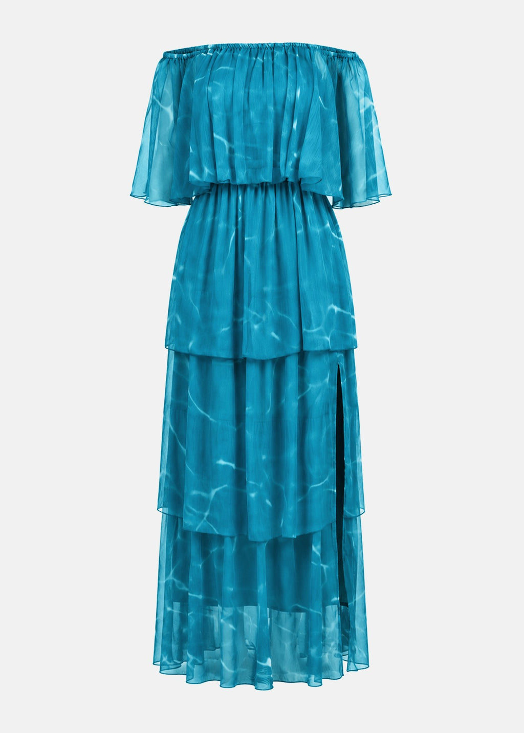 Μάξι off shoulder φόρεμα με βολάν