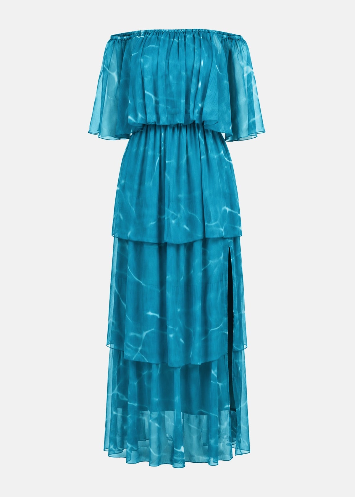 Μάξι off shoulder φόρεμα με βολάν